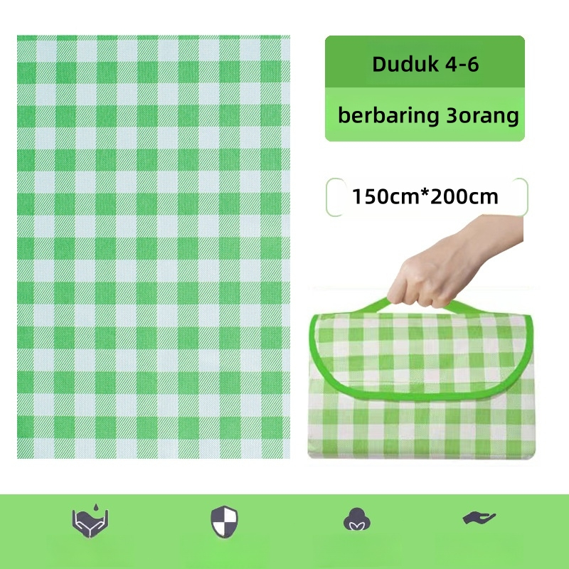 200*300Cm Tikar Piknik Portabel Karpet Piknik Tahan Air Luar Ruangan Tikar Pantai Berkemah Luar Ruangan Perjalanan-hijau200*150cm