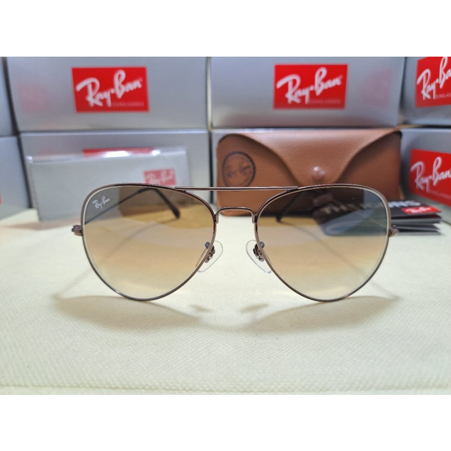 KACAMATA RAYBAN AVIATOR 3026 LARGE METAL 62 FRAME BROWN LENS GRADIENT