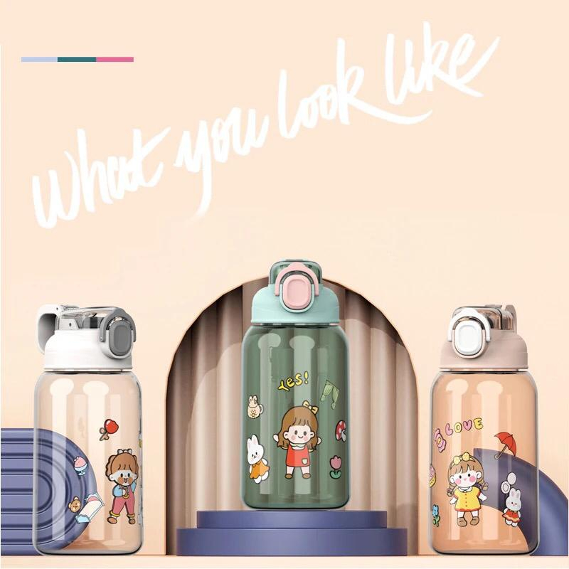 Botol Minum Anak Karakter Lucu Botol Minum Bening Transparant 600ml