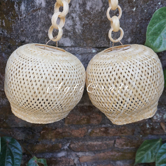 Kap Lampu Bulat Mleyot Kap Lampu Bambu Lampu Gantung Hias Lampu Anyaman