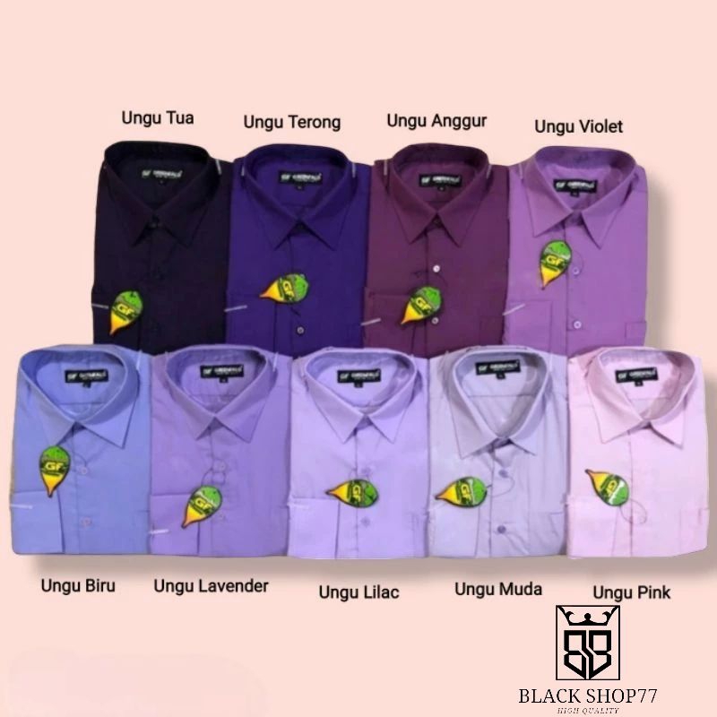 Kemeja Pria Polos Lengan Panjang Premium ( GREENFALO ) Ungu Lavender/Ungu Muda