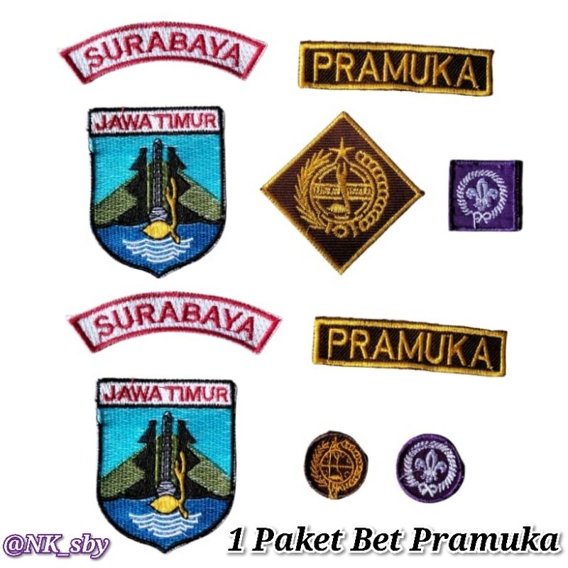 (1Paket isi 4 Bet) BET PROV.JATIM + LOKASI + TUNAS PANDU PRAMUKA ( BORDIR )