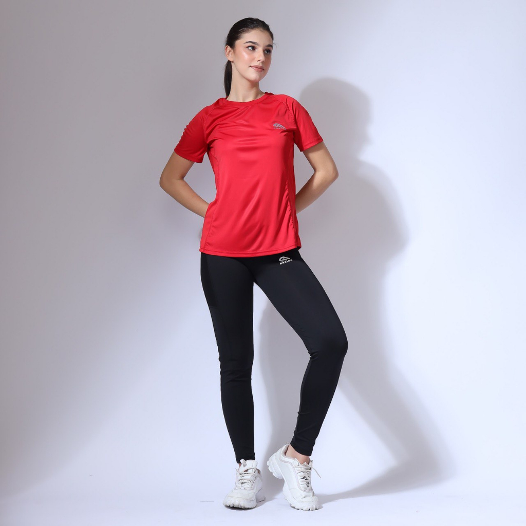 MANIAK Baju Olahraga Lengan Pendek Wanita Running Sprint Joging Lari Gym Fitnes Senam Bulutangkis Renang ( H.G 01 )