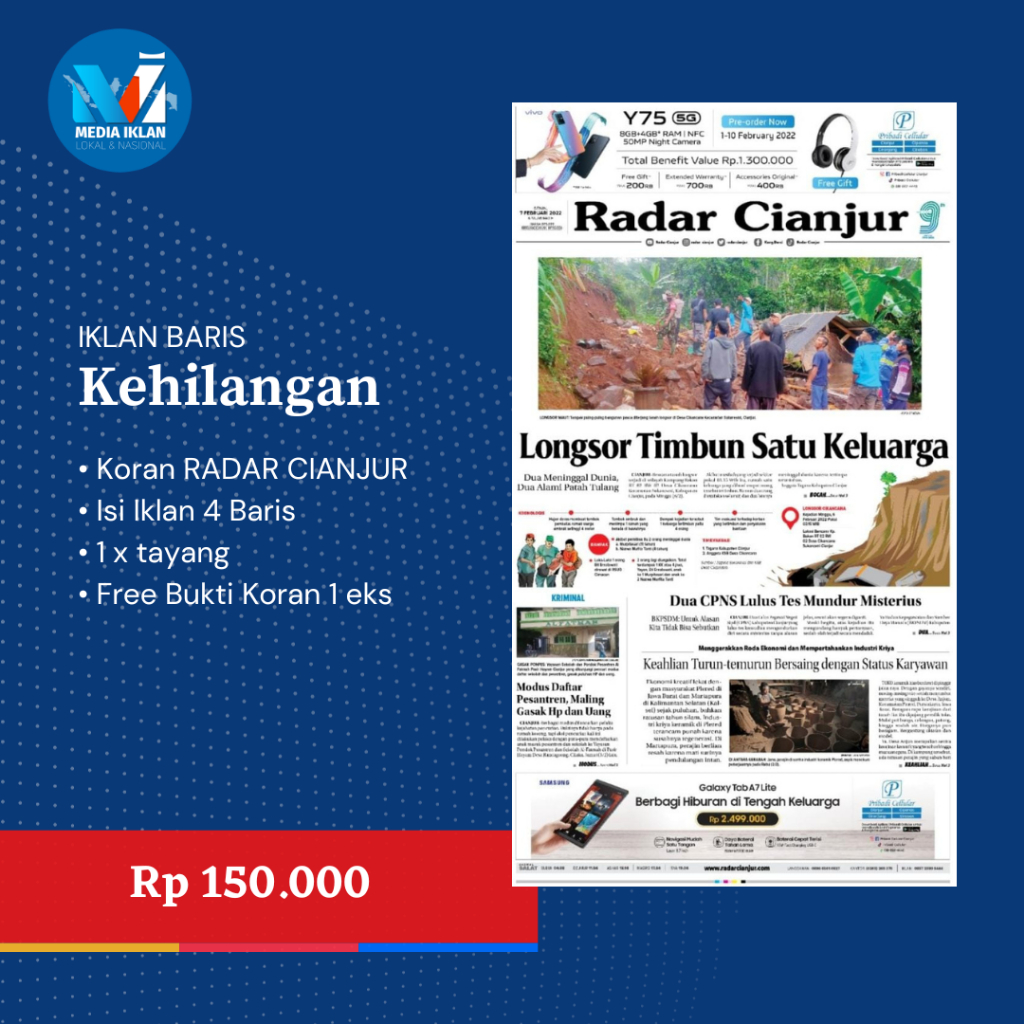 IKLAN KORAN KEHILANGAN BPKB STNK AJB SHM 1 MEDIA
