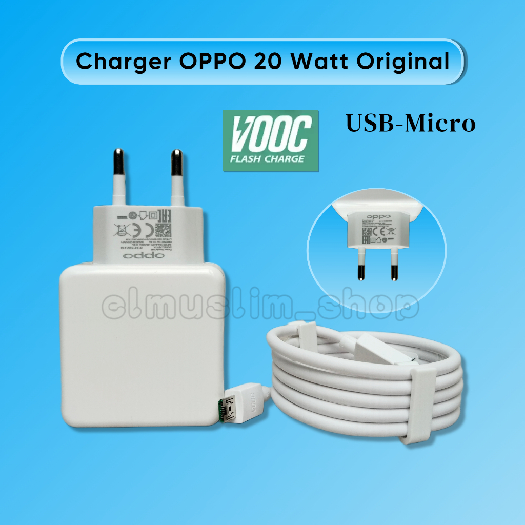 Charger Carger Casan OPPO 20 Watt Kabel Data Micro USB VOOC Flash Charging ORIGINAL
