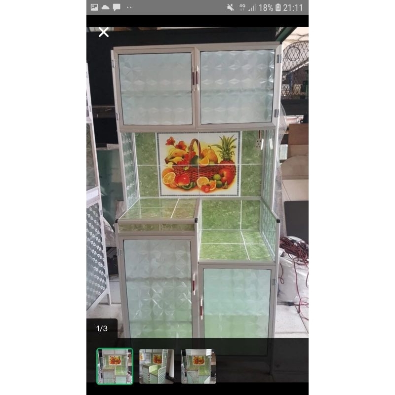 rak piring / lemari piring aluminium 2 pintu