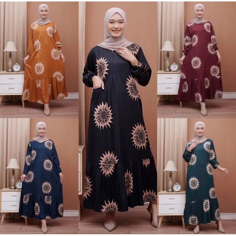 DASTER GAMIS RAYON MOTIF DAUN