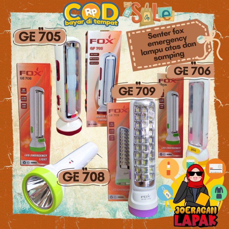 [JOERAGAN LAPAK] SENTER EMERGENSI FOX GF 705 / 706 / 708 / 709 EMERGENCI SUPER TERANG LED SEMPROT PA