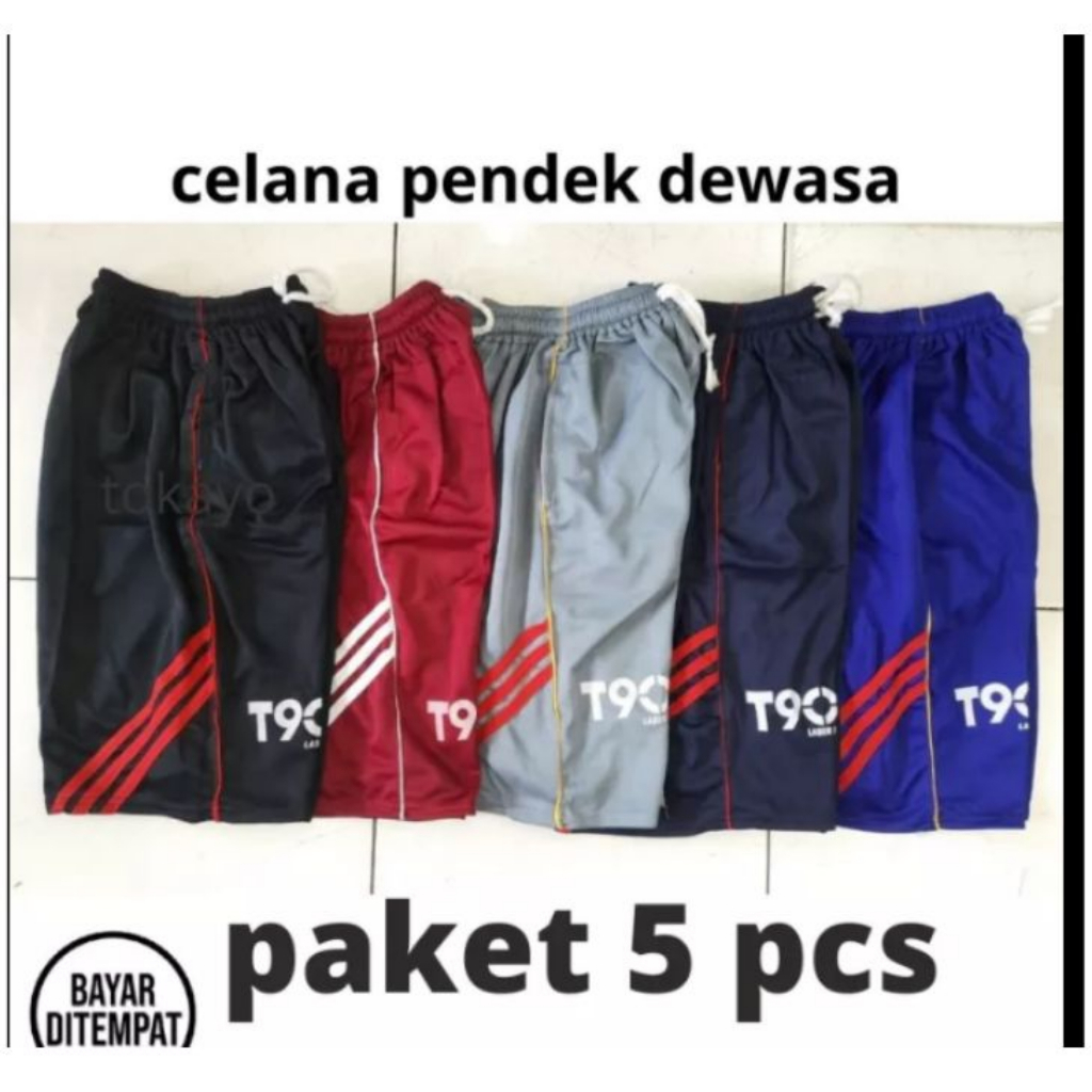 50RB 5PCS CELANA PENDEK OLAHRAGA TRENING KOLOR UNISEK PRIA WANITA T90 kolor