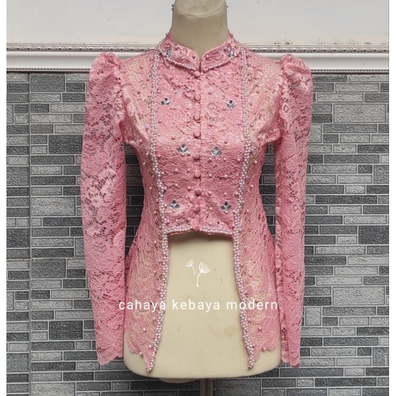 kebaya muslim / kebaya brokat mutiara Rose gold