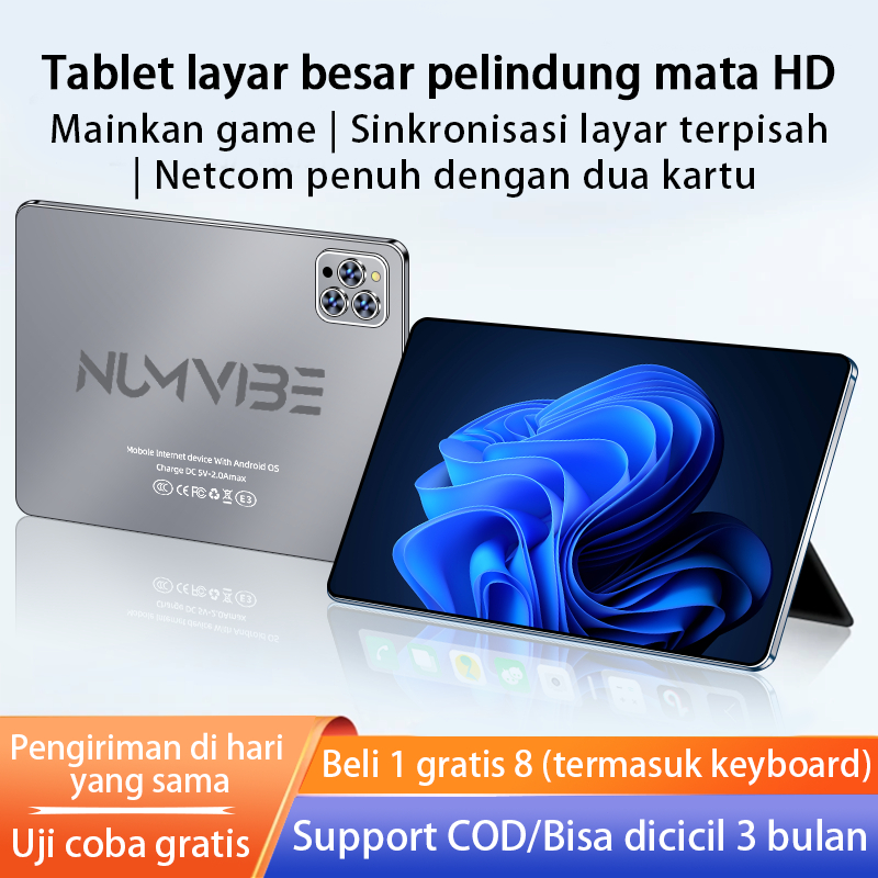 【Beli 1 hadiah 8】2023 Tablet Murah 5G Baru NUMVIBE P60 Tab 11 -Inch Light and Light Tablet Computer 
