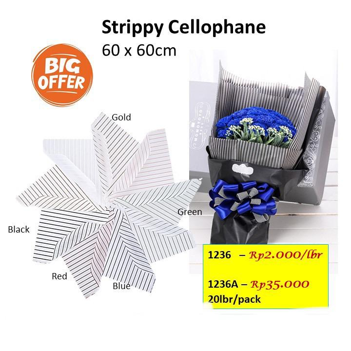 

Strippy Cellophane 1236A Kertas Bunga 20 Lembar 1 Warna Wrapping Buket Barang Florist Supply