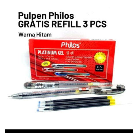 

Pena Gel Philos + Refill 3pcs