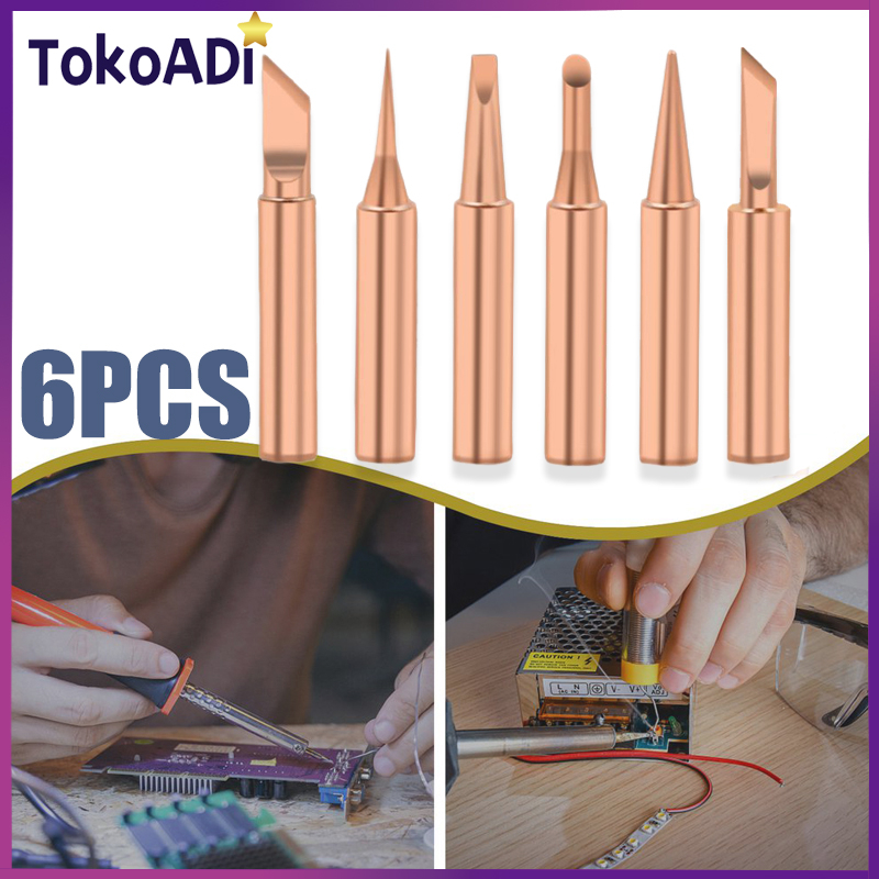 6 in 1 Mata Solder Tembaga/Ujung Solder Logam Tembaga/Solder Tip/Ujung Tembaga Murni/Tips Besi Solde