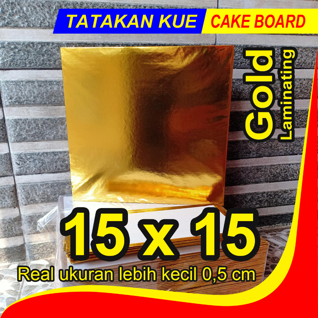 Tatakan kue 15x15/ GOLD/ EMAS/ 15x15/ Cake Board / alas kue ulang tahun / alas kue kayu