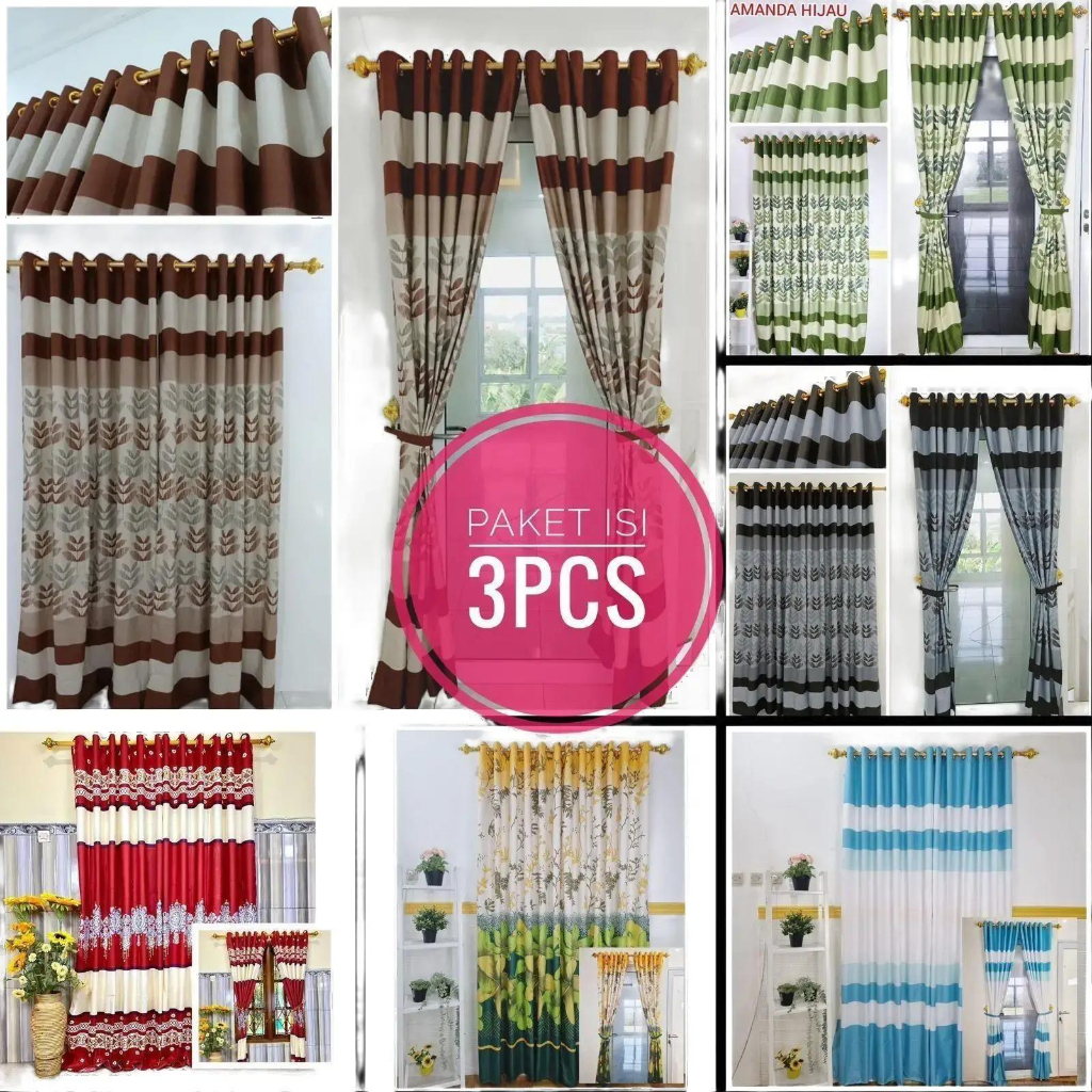 PAKET HEMAT 3PCS GORDEN PINTU KAMAR - HORDENG JENDELA SMOKERING BONEKALINTANG