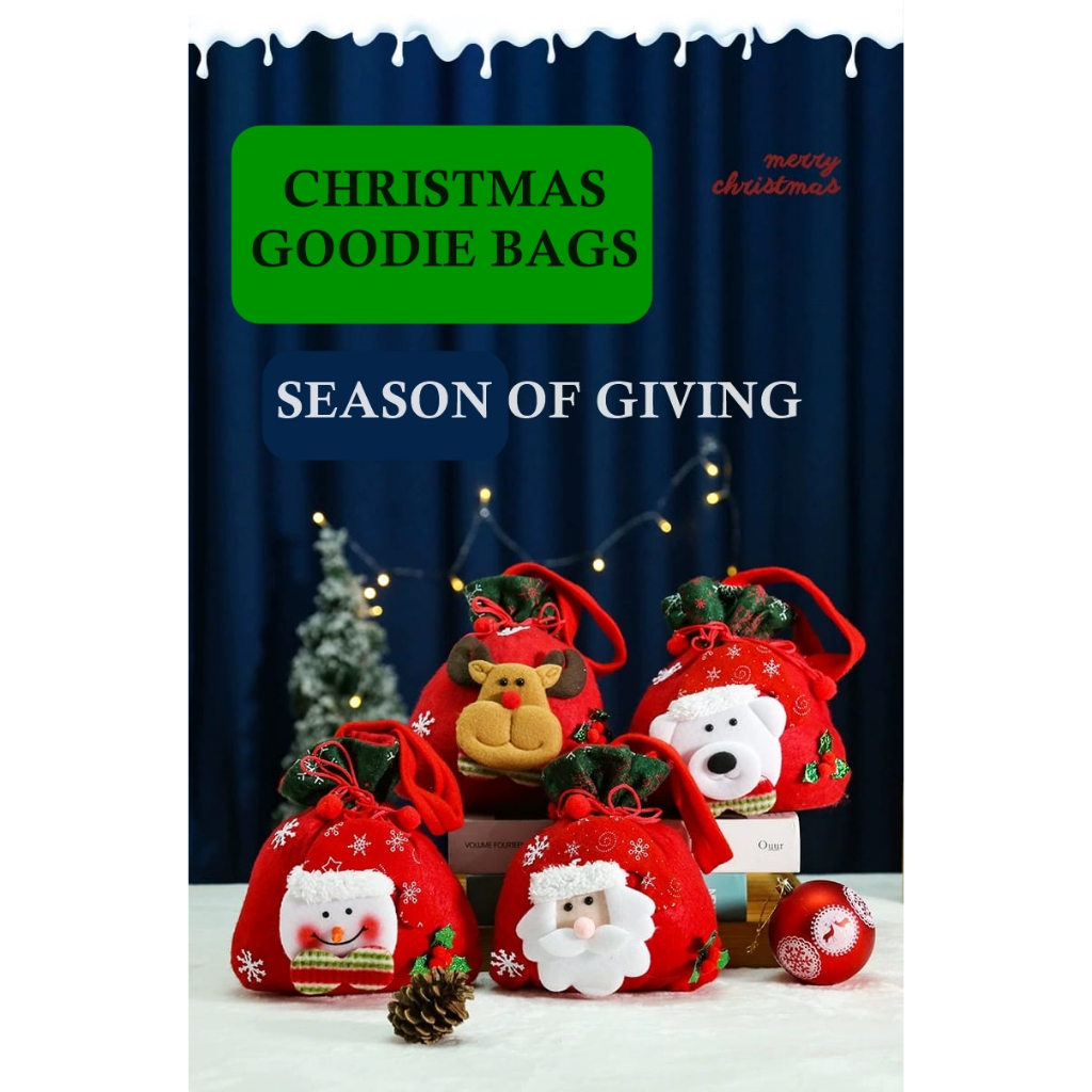 

[ORGM] Perlengkapan Natal Dekorasi Natal Tas Serut Natal Tas Flanel Santa Rusa Snowman Goodiebags Souvenir