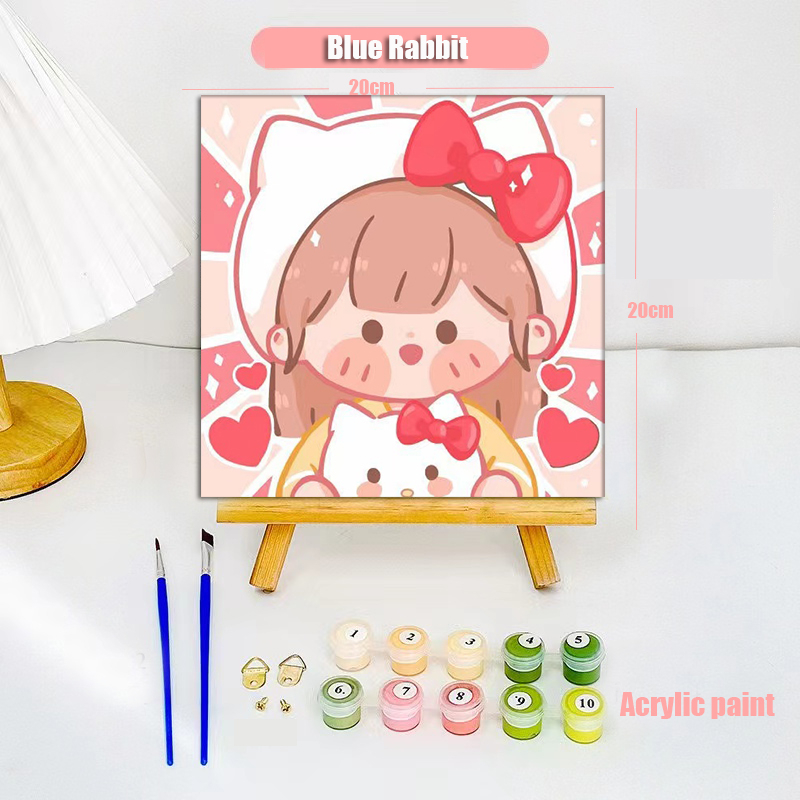 

30X30CM 20x20CM CANVAS PAINT BY NUMBER MEWARNAI MELUKIS DENGAN ANGKA FREE CAT EDUKASI BELAJAR ANAK WARNA SET MENGGAMBAR KARAKTER KARTUN FRAME TEMPEL DINDING