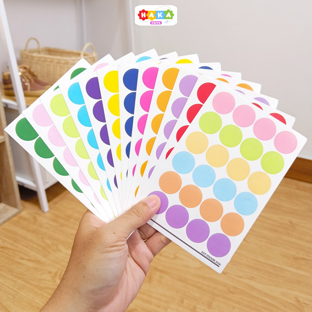 

Sticker Bulat Dot 2 cm / Stiker Bulat Warna Premium 20 mm / Sticker Label Anti Air / Label Kode Warna Pabrik Kain Tekstil Warna Warni / haka toys