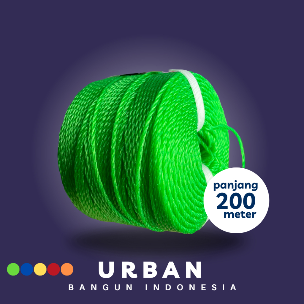 Tali Tambang Plastik PE 2 mm 3 mm 4 mm panjang 200m 1 Roll | Tampar, Kenur, Tali Plastik, Layangan, 