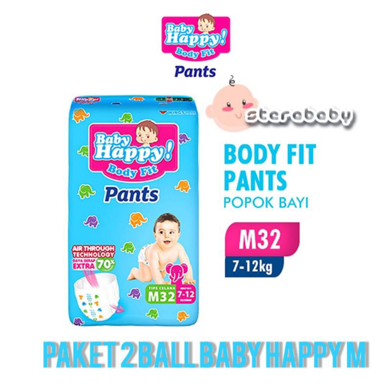 BABY HAPPY M 32 / BABY HAPPY PANTS M32 / BABYHAPPY MURAH / POPOK CELANA BABY HAPPY / DIAPERS MURAH