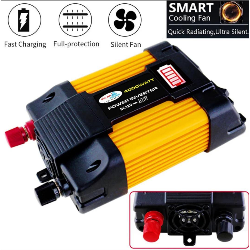 *BISA COD* Power Inverter Transformer DC 12V to AC 220V 4000W - Power Inverter DC to AC mobil motor-1