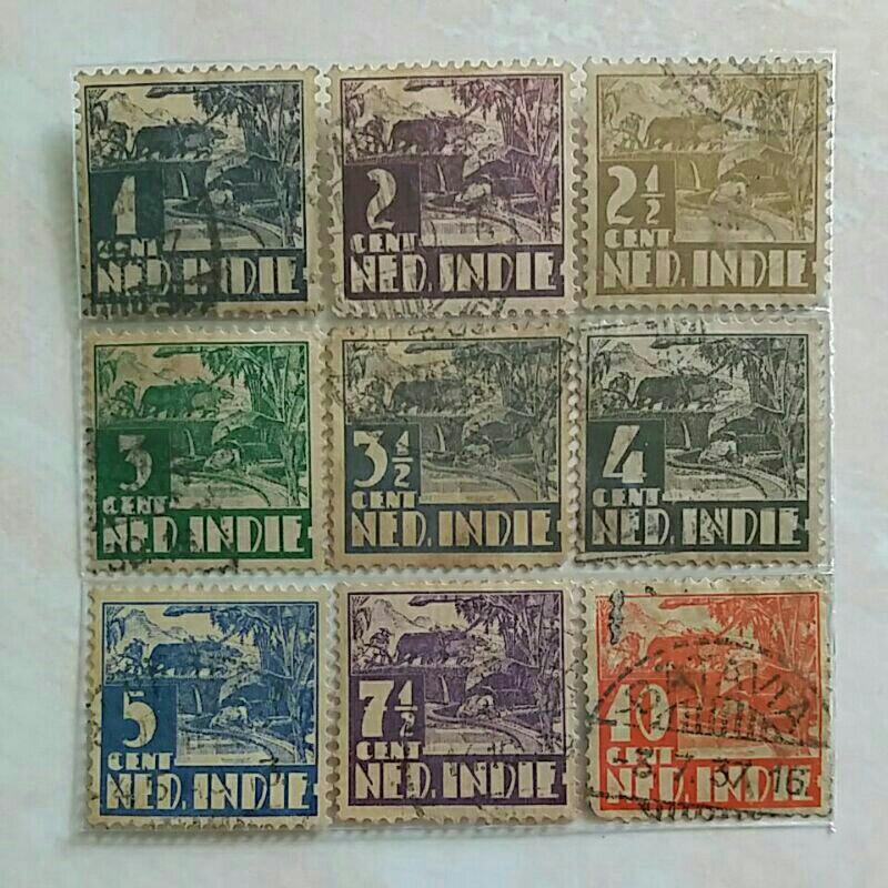 

(AB) Perangko Ned Indie 1934 - 1937 Kerbau Set Lengkap 9pcs Used