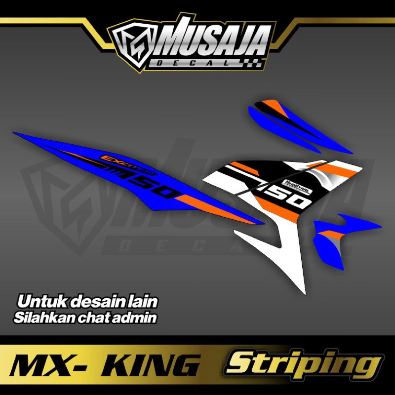 Decal Striping Mx king hitam orens untuk motor silver biru bisa ubah warn - transparan uv