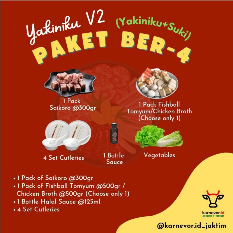 

Paket Daging Saikoro/Paket Ber 4/Paket BBQ/Masakan Korea/Masakan Jepang/Tomyum