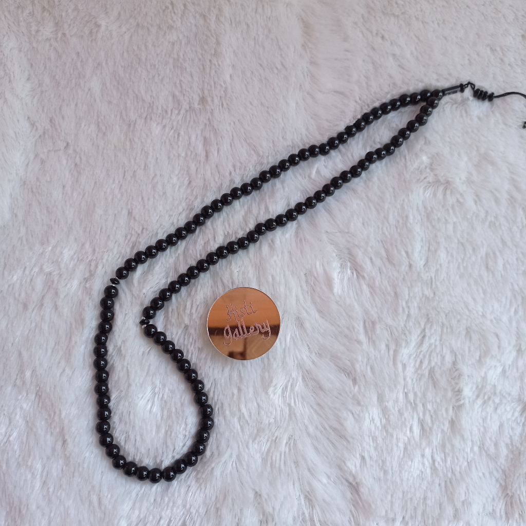 tasbih batu limbad 10mm 99butir asli/tasbih batu black jade oleh2 haji