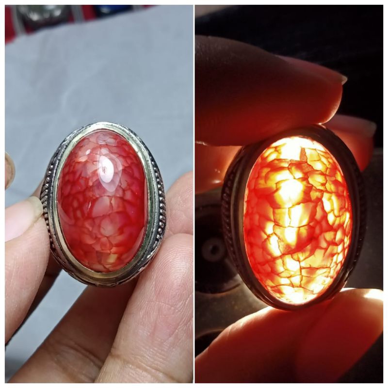 akik pandan sisik naga unik merah