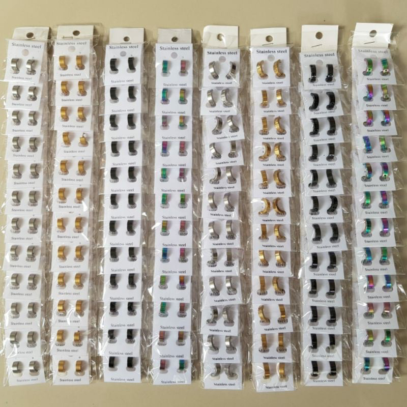 Anting Jepit Pria Wanita Korea Sepasang Warna Hitam Anting Gaya tindik & Tanpa Tindik