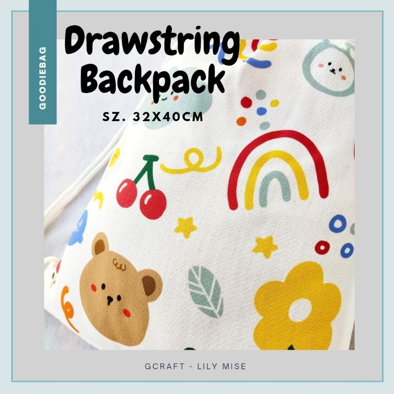 

drawstring backpack sz.32x40cm - tas serut ransel - tas backpack serut - preorder