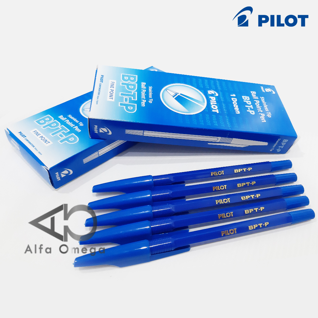 Pulpen Ball Point Pen Pilot BTP-P Stainless Tip Biru [1 Lusin]