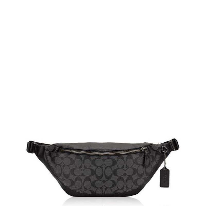 [ORIGINAL 100%] Coach Men 78777 Waist bag Signature Warren Belt Bag - Chorcoal