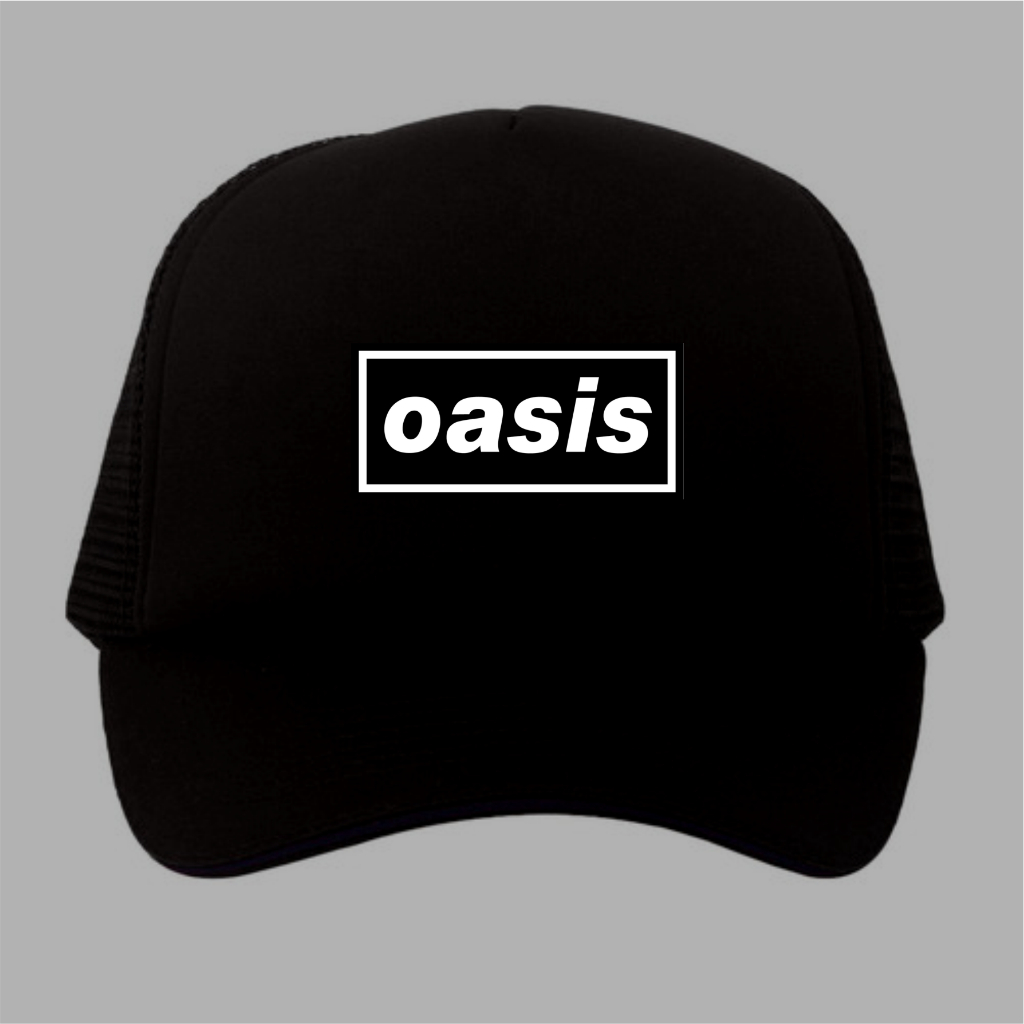 Topi Oasis hitam Dewasa  / Topi Jaring Pria / Topi Trucker Jaring / Topi Band / Topi distro / Topi S