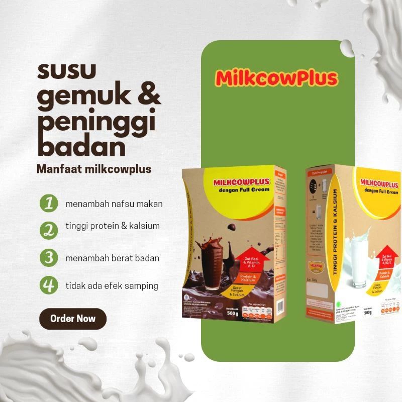 

Susu Sapi Bubuk Milkcow Plus Susu peninggi Badan Alami Kotak 500gram