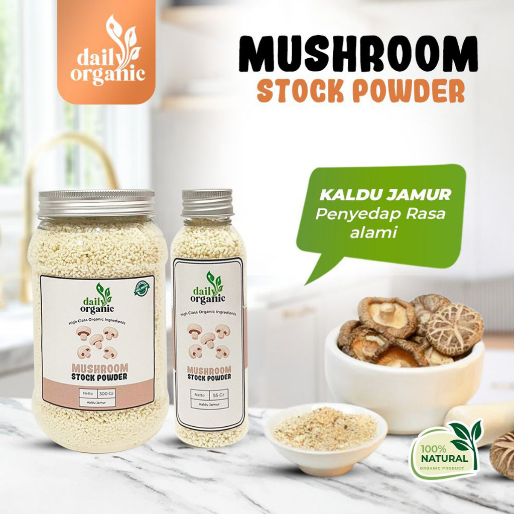 

Kaldu Jamur Bubuk Mushroom Stock Powder Daily Organic