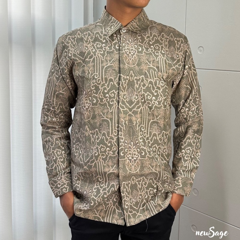 SAGE DOLBY premium kemeja batik solo lengan panjang slimfit original alisa batik solo lapis tricot