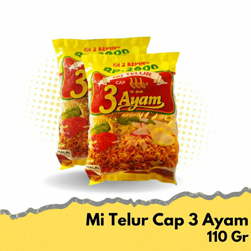 

Mi Telur Cap 3 Ayam 110Gr Kemasan Ekonomis