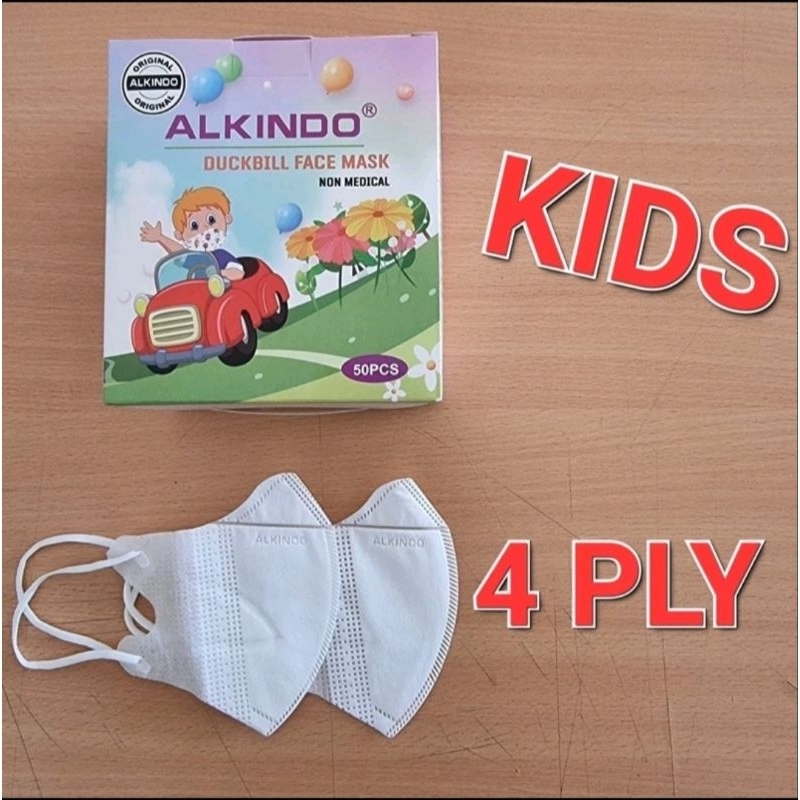 Masker Anak Duckbill 4 Ply Alkindo Careion / Disposable Kids Mask / Motif Boy / Motif Girl / Putih P