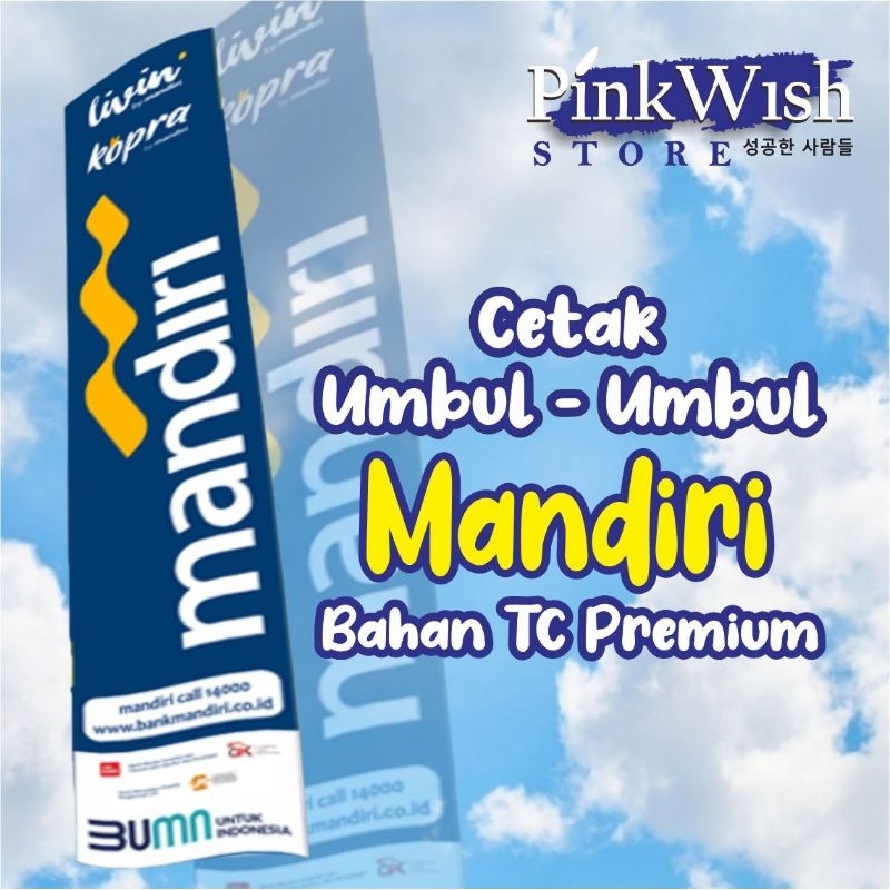 Umbul-Umbul Livin Mandiri bisa Custom [READY STOCK] TERMURAH  BELI ECERAN RASA GROSIR
