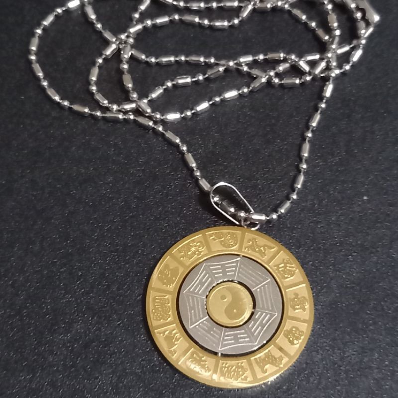 kalung titanium liontin pendants premium 12 zodiak shio patkwa ying yang utk rejeki antikarat