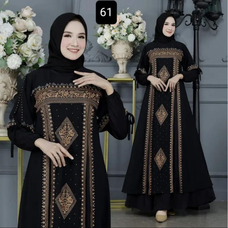 New Abaya Jersey Hitam Turkey / Baju Gamis Muslim Arab Saudi