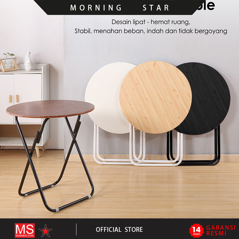 Meja Lipat Portable / Meja Lipat Bulat / Meja Makan Lipat / Meja Cafe Serbaguna / Meja Lipat
