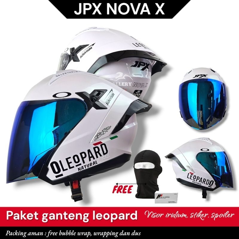 Jpx Nova X V2.0 Pearl White | Paket Ganteng Leopard / Helm Half face