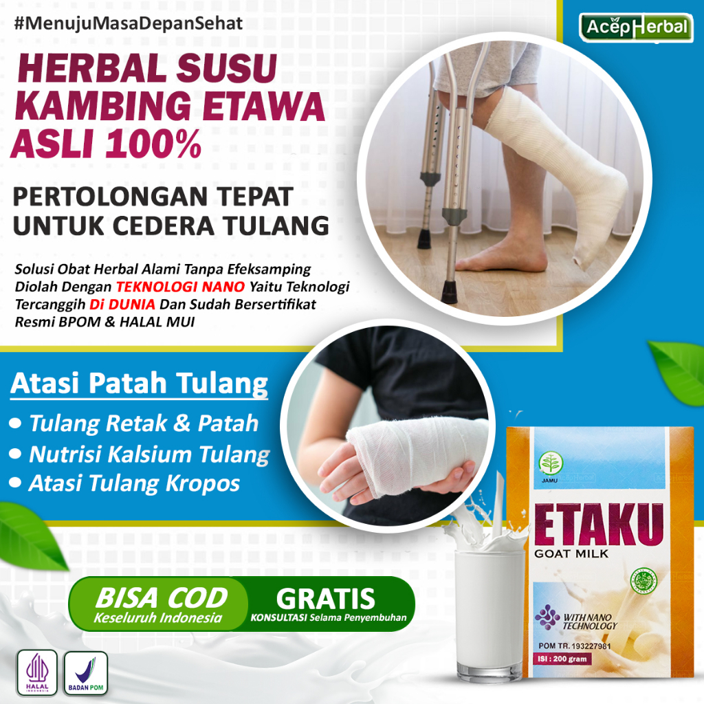 

Susu Etaku Untuk Patah Tulang Penambah Nutrisi Tulang Dan Memperkuat Sendi Tulang Obat Radang Sendi Tulang Keropos Osteoporosis Obat Nyeri Sendi Lutut Nyeri Otot Dan Urat Dan Tulang Saraf Kejepit Susu Kambing Etawa Etaku ( Kambing Unggulan )