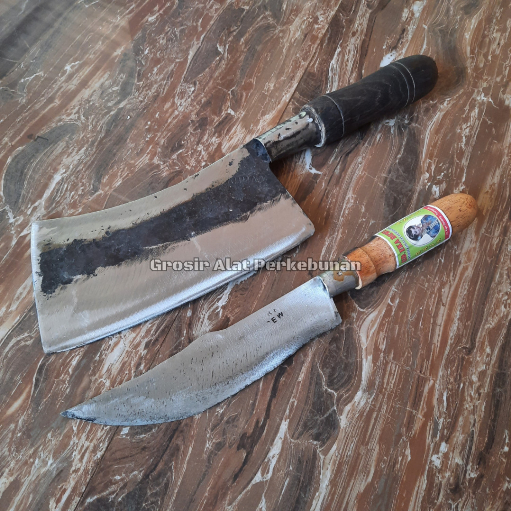 HEMAT Pisau Potong Tulang 8mm Gratis Pisau Seset Kulit - Paket Isi 2 Pcs Pisau Daging Dan Pisau Sese