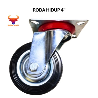 Aneka - roda gerobak 4" 1pcs hidup trolley 4 inci troly 4inch karet etalase AN22