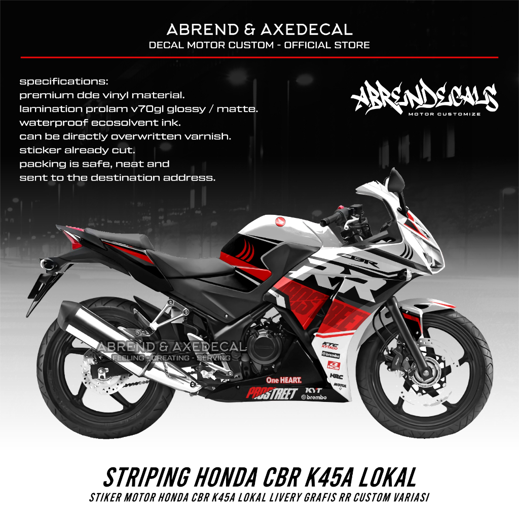 STRIPING CBR K45 A GRA[HIC RR CUSTOM VARIASI / STIKER MOTOR HONDA CBR K45 LOKAL / STOCK DECAL